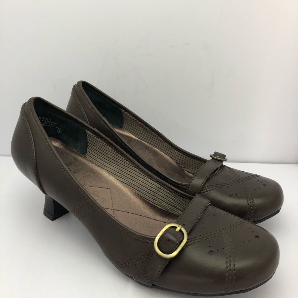 Vintage Y2K 90s Mudd Brown Mary Jane Kitten Heels Aaron 9M Buckle